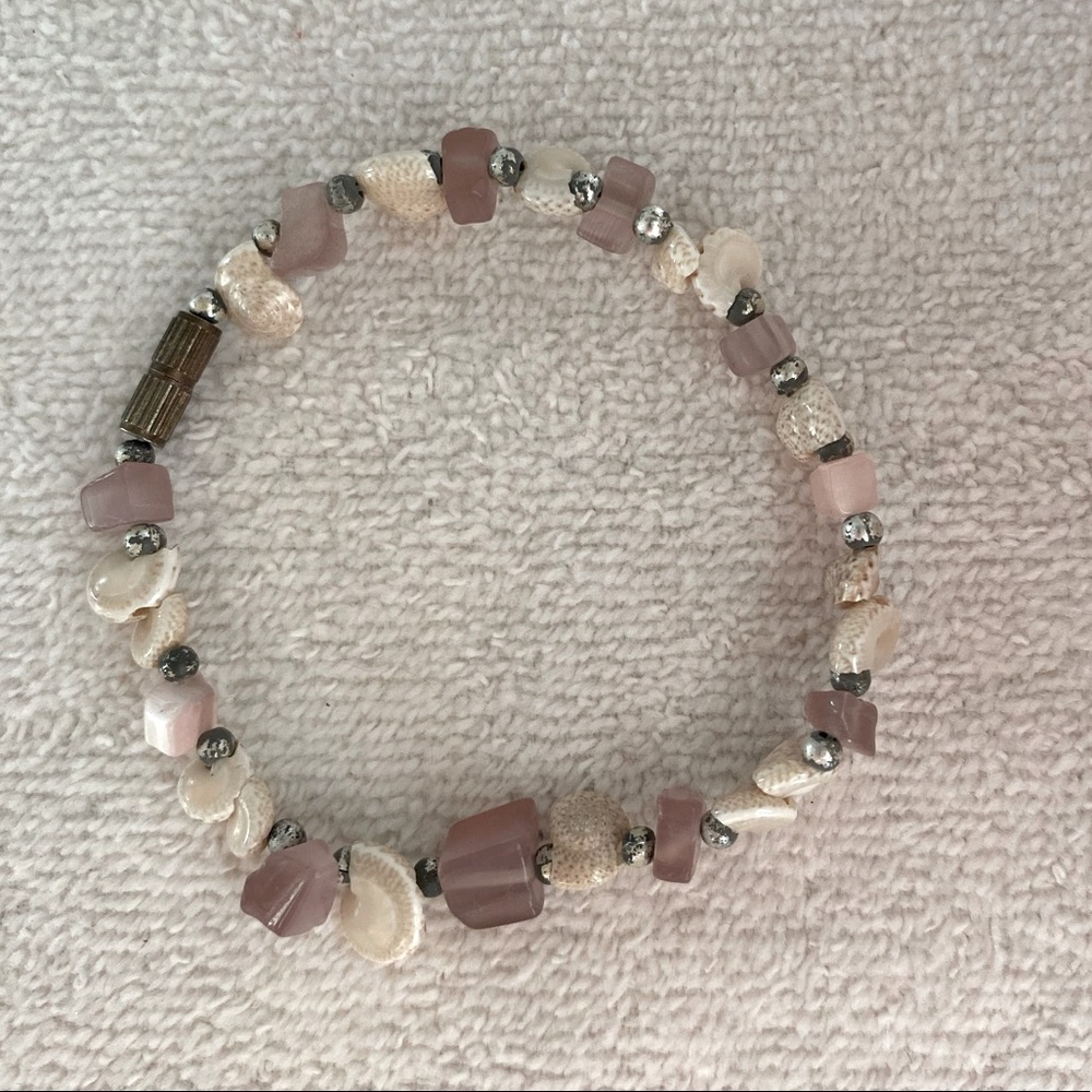 Pink and white stone bracelet for children
